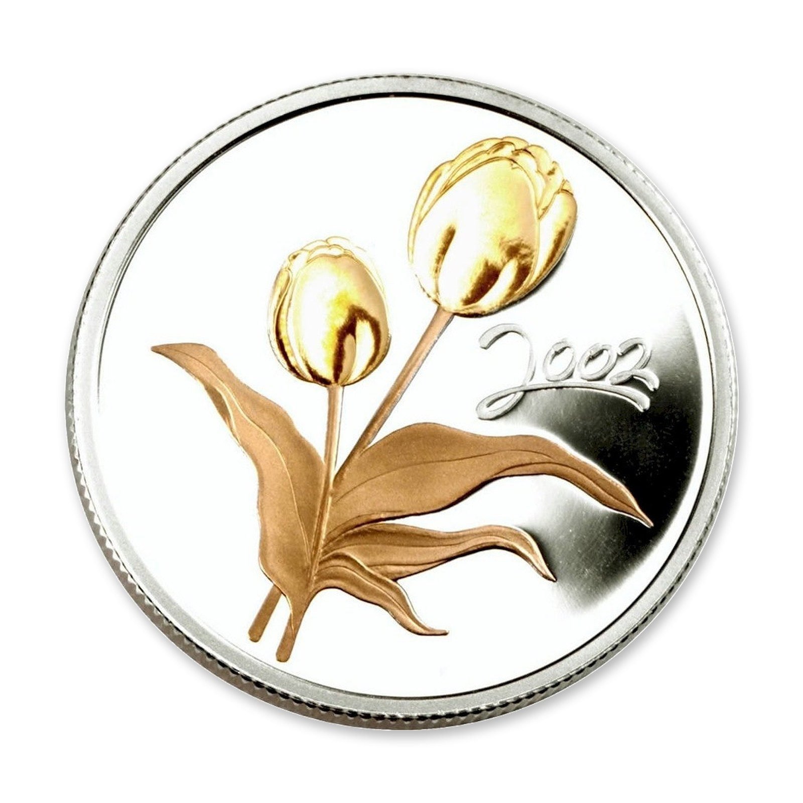 2002 50-Cent Golden Tulip Sterling Silver Coin, reverse (design side)