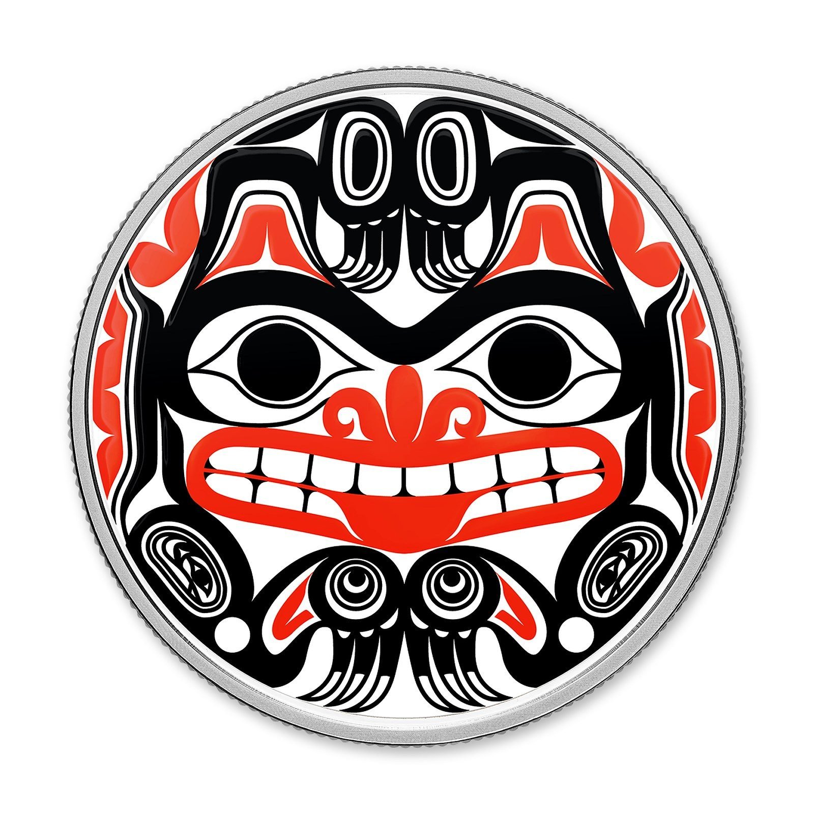 2020 $20 Bill Reid: Xhuwaji, Haida Grizzly Bear 1 oz Silver Coin, reverse (design side)