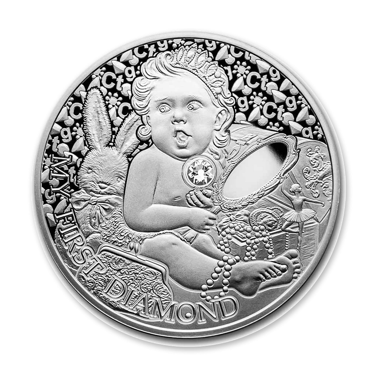 2022 My First Diamond 1/2 oz Silver Proof Coin with Crystal – Niue, reverse (design side)