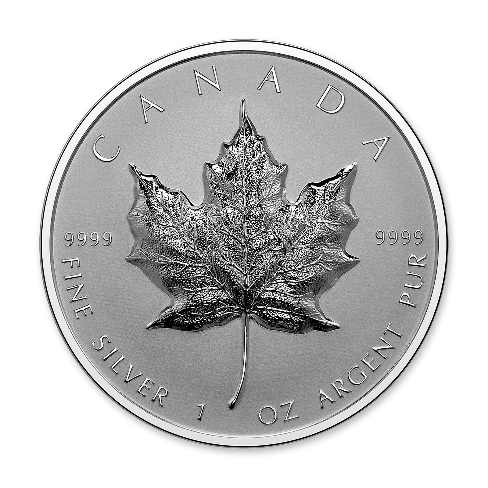 2022 $20 Ultra-High Relief Silver Maple Leaf 1 oz Coin, reverse (design side)