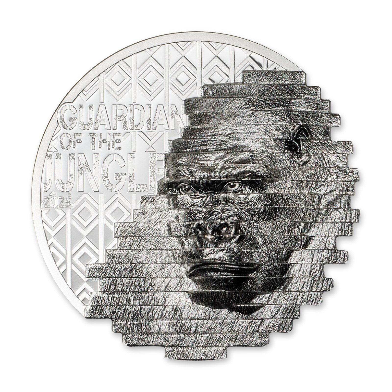 2025 Cook Islands $10 Gorilla Reconstruction 2 oz Silver Coin, reverse (design side)