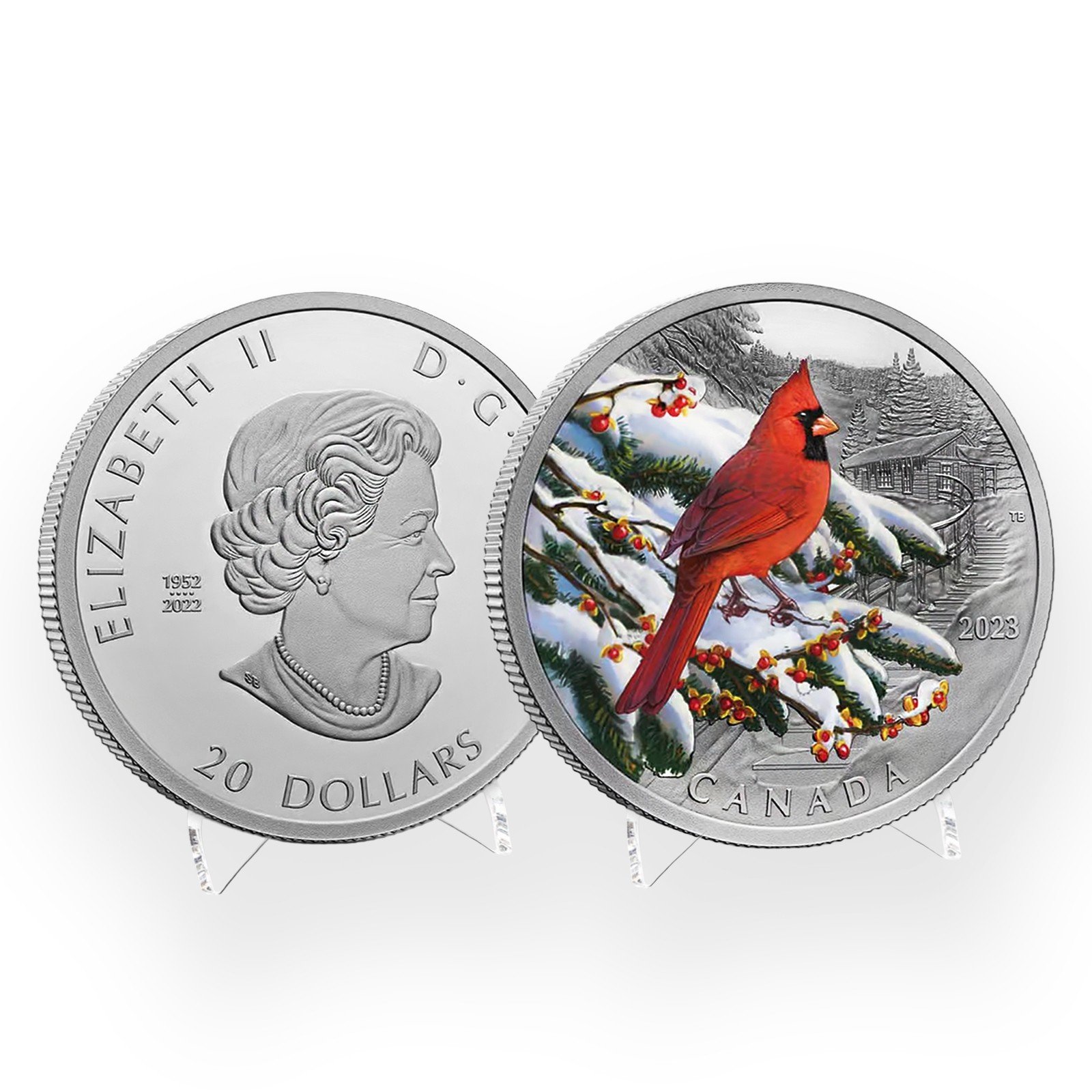 2023 Colourful Birds Northern Cardinal 1oz .9999 Silver Proof $20 Mintage 7500
