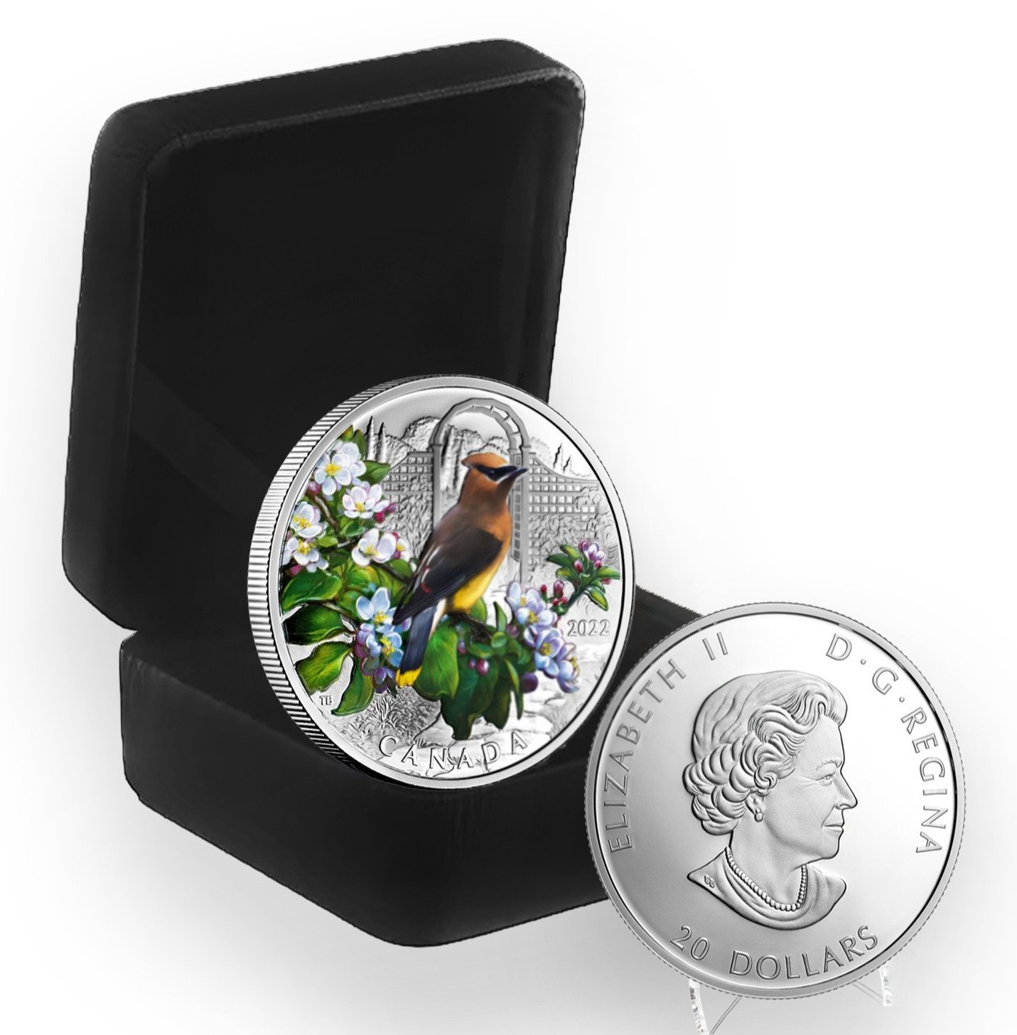 2022 Colourful Birds Cedar Waxwing 1oz .9999 Silver $20 Mintage 7500