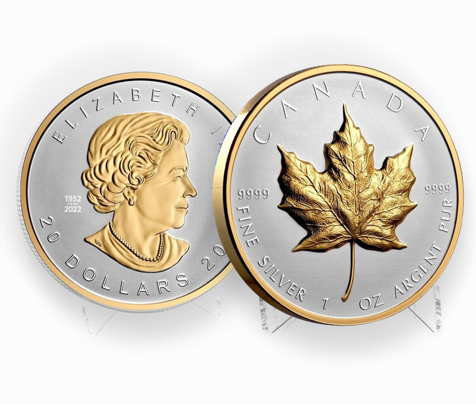 2023 Canada $20 Ultra High Relief Maple Leaf 1oz .9999 Silver Gold Reverse Proof