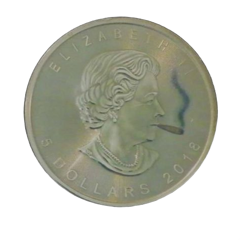 2018 Weed Bucks Smokin Loonie 1 oz Silver with Selective 18k Gold Plating